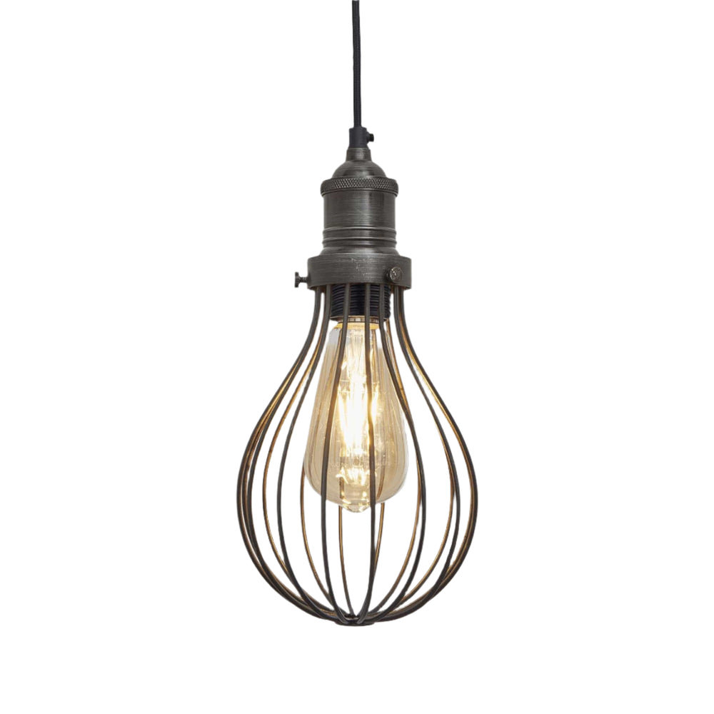 Pewter Brooklyn Balloon Cage Pendant in 6 Inch with Pewter Holder, Product code is BR-BCP6-P-PH