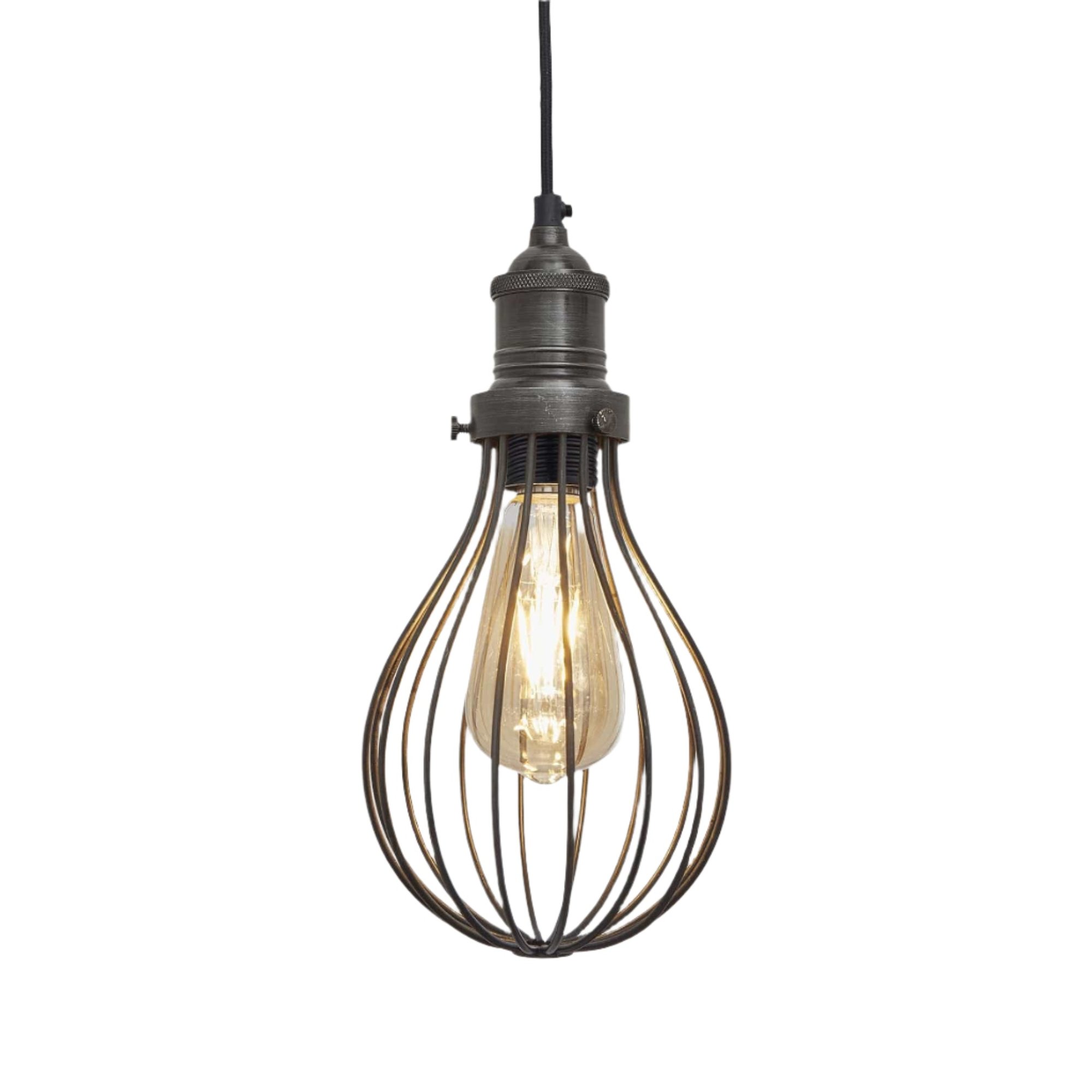 Pewter Brooklyn Balloon Cage Pendant in 6 Inch with Pewter Holder, Product code is BR-BCP6-P-PH