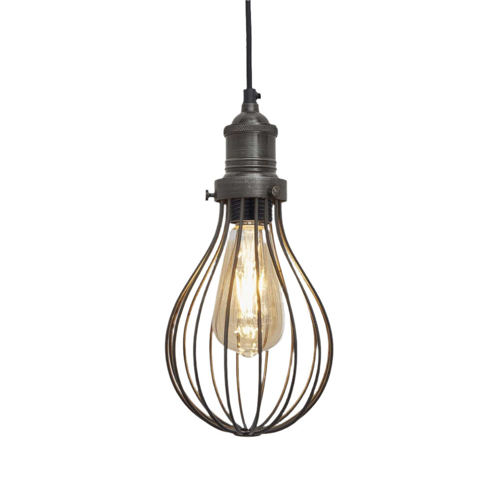 Pewter Brooklyn Balloon Cage Pendant in 6 Inch with Pewter Holder, Product code is BR-BCP6-P-PH