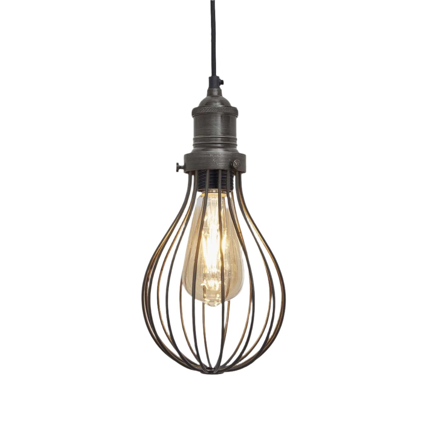 Pewter Brooklyn Balloon Cage Pendant in 6 Inch with Pewter Holder, Product code is BR-BCP6-P-PH