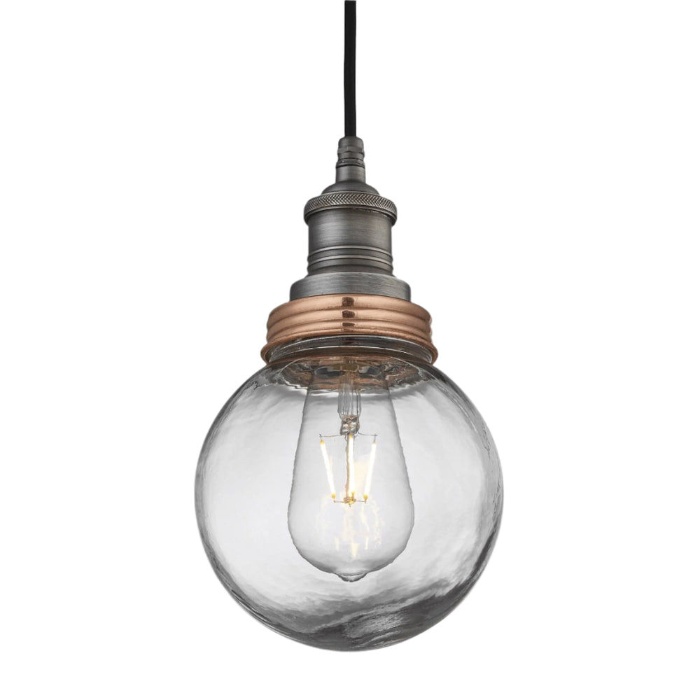 Pewter Holder Copper Ring Brooklyn Outdoor & Bathroom Globe Pendant Light BR-IP65-P-PH-CR-GLG