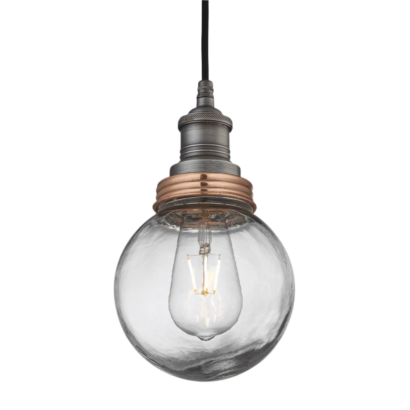 Pewter Holder Copper Ring Brooklyn Outdoor & Bathroom Globe Pendant Light BR-IP65-P-PH-CR-GLG