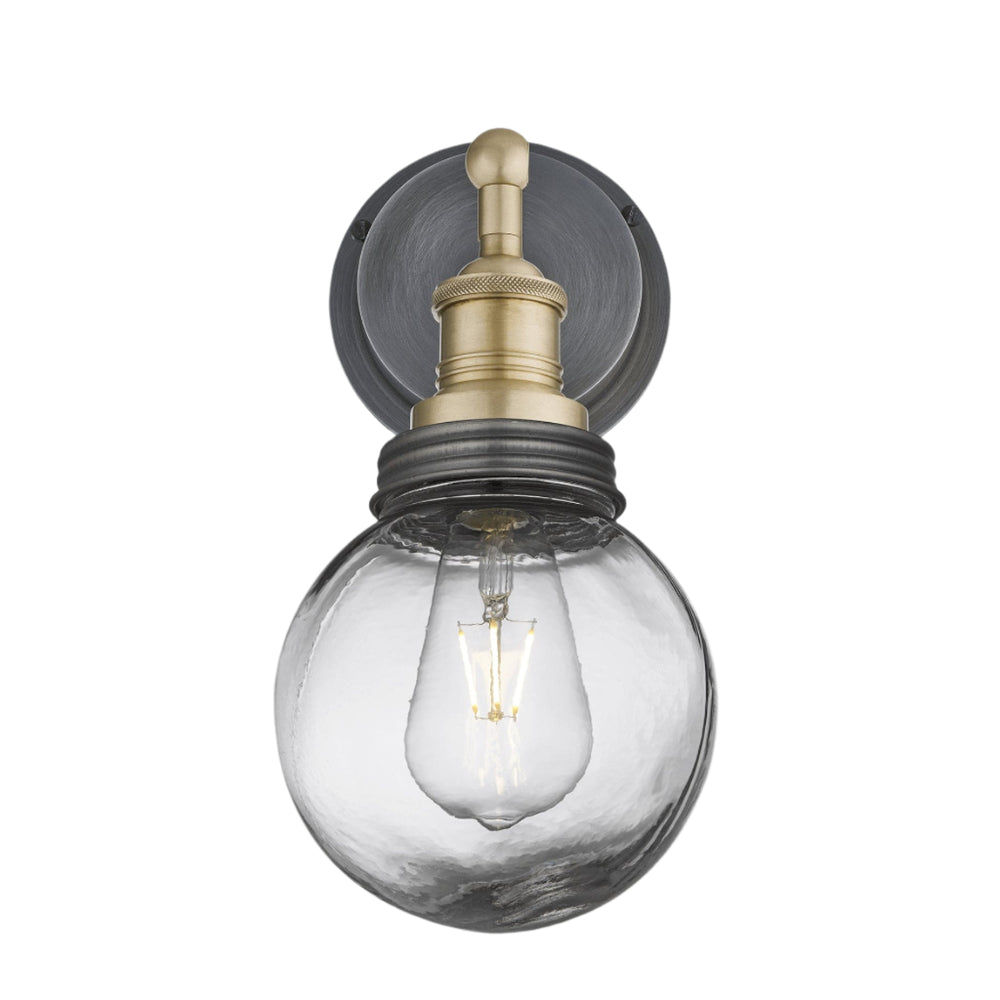 Brass Holder Pewter Ring Brooklyn Outdoor & Bathroom Globe Wall Light BR-IP65-WL-BH-PR-GLG
