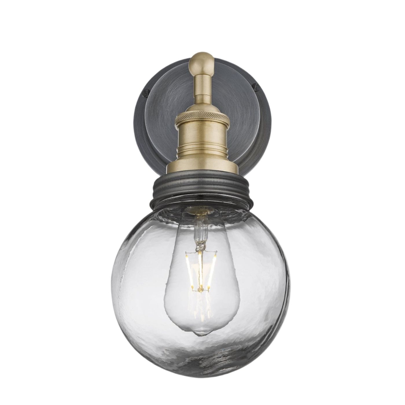 Brass Holder Pewter Ring Brooklyn Outdoor & Bathroom Globe Wall Light BR-IP65-WL-BH-PR-GLG