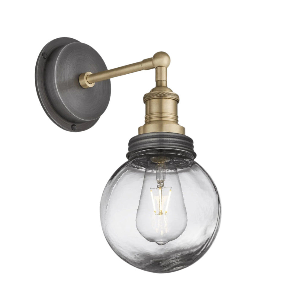 Brass Holder Pewter Ring Brooklyn Outdoor & Bathroom Globe Wall Light BR-IP65-WL-BH-PR-GLG