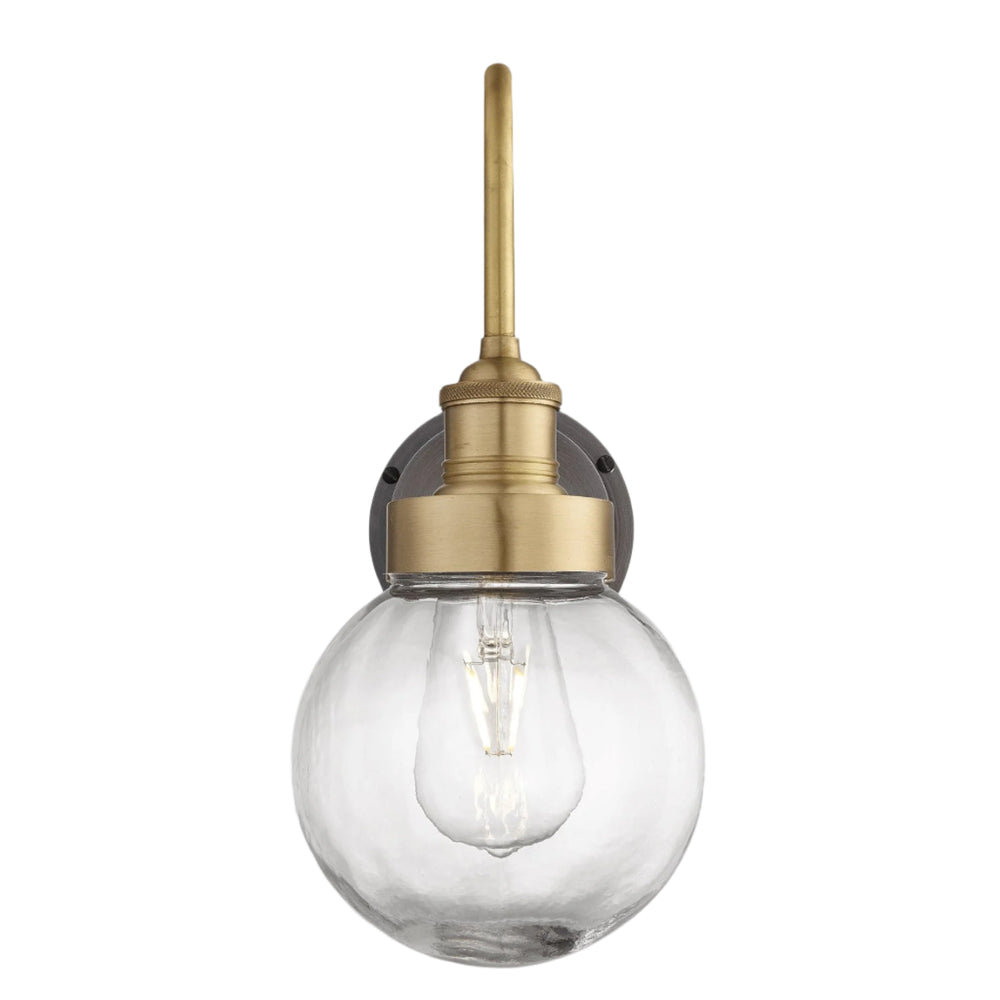 Brass Swan Neck Outdoor and Bathroom Wall Light with Globe Glass, Product Code is SN-IP65-WL-B-GLG