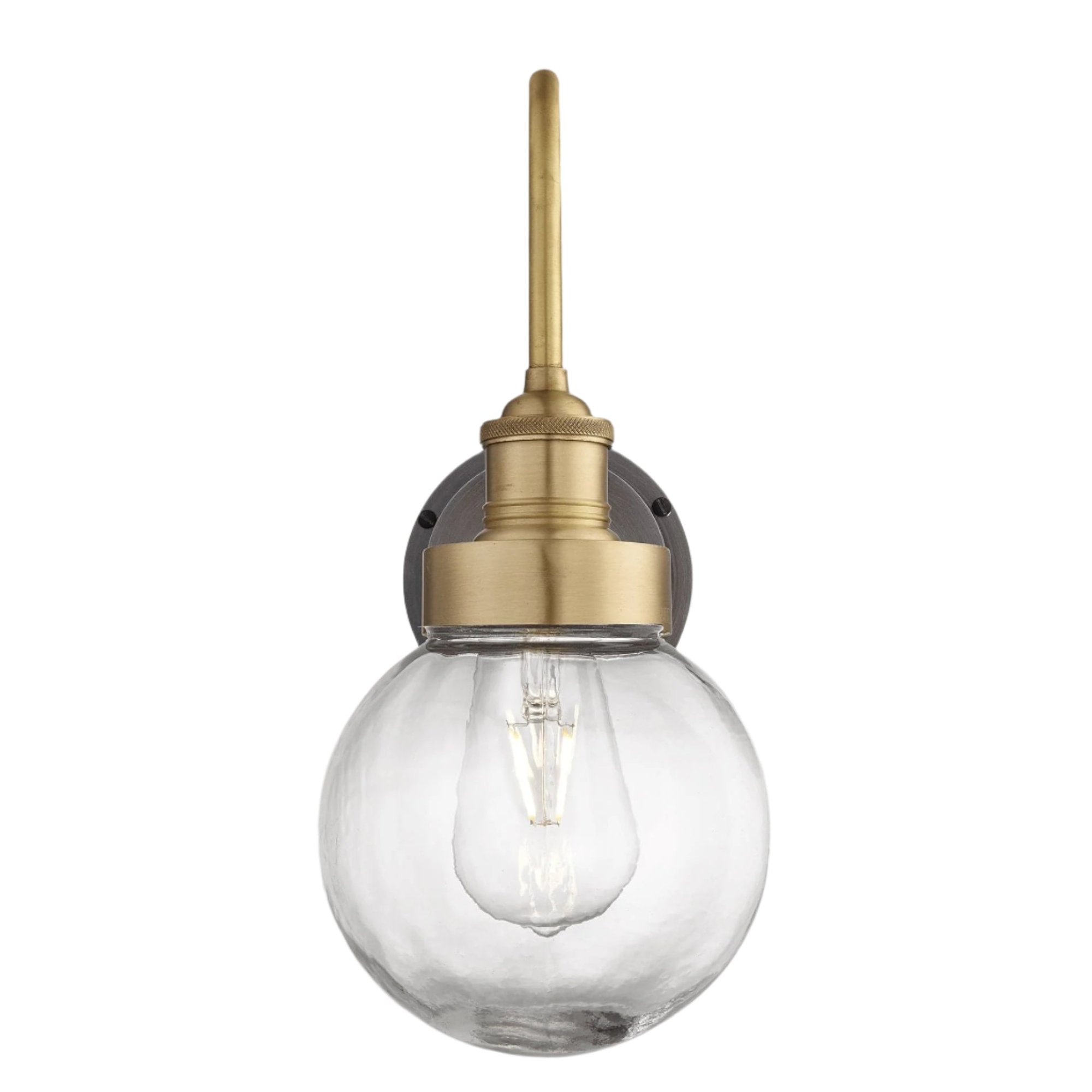 Brass Swan Neck Outdoor and Bathroom Wall Light with Globe Glass, Product Code is SN-IP65-WL-B-GLG