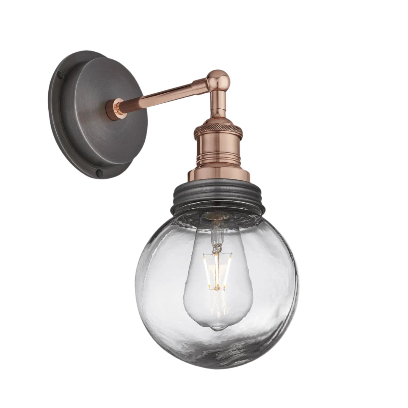 Copper Holder Pewter Ring Brooklyn Outdoor & Bathroom Globe Wall Light BR-IP65-WL-CH-PR-GLG
