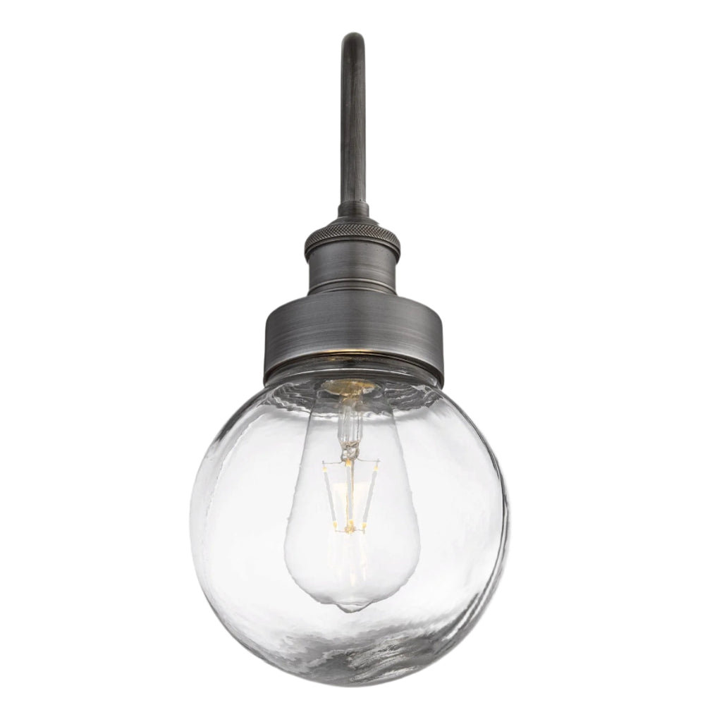 Pewter Swan Neck Outdoor and Bathroom Wall Light with Globe Glass, Product Code is SN-IP65-WL-P-GLG