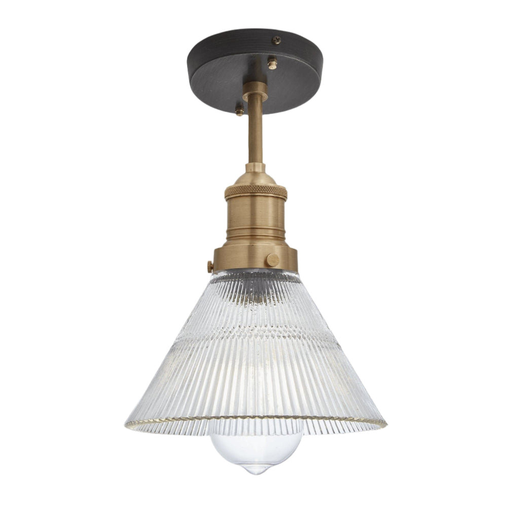Brooklyn Glass Funnel Flush Mount in 7 Inch with Brass Holder, Product Code BR-GLFFM7-BH