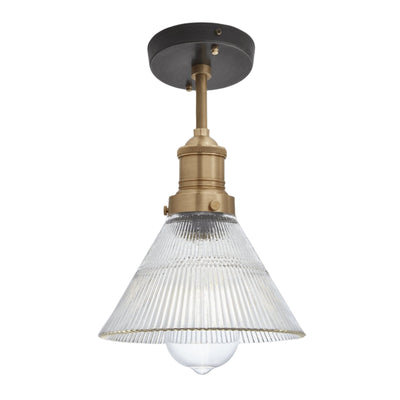 Brooklyn Glass Funnel Flush Mount - 7 Inch -  Brass Holder - Glass Lighting - Industville Lighting UK