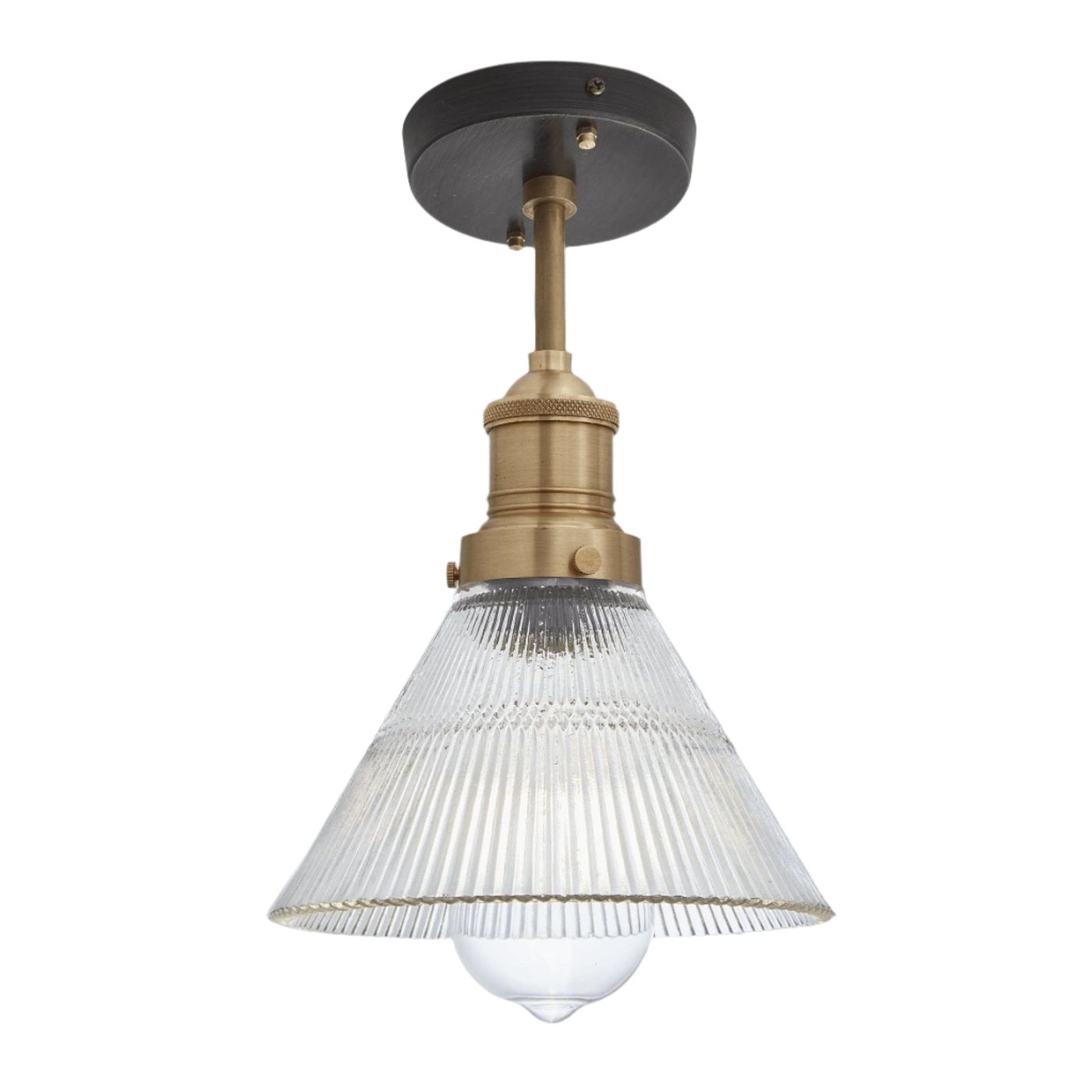 Brooklyn Glass Funnel Flush Mount in 7 Inch with Brass Holder, Product Code BR-GLFFM7-BH