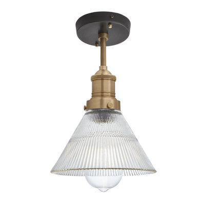 Brooklyn Glass Funnel Flush Mount in 7 Inch with Brass Holder, Product Code BR-GLFFM7-BH