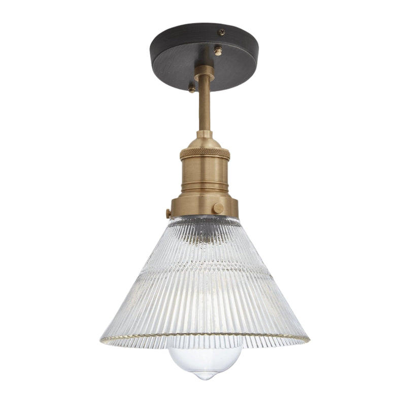 Brooklyn Glass Funnel Flush Mount in 7 Inch with Brass Holder, Product Code BR-GLFFM7-BH