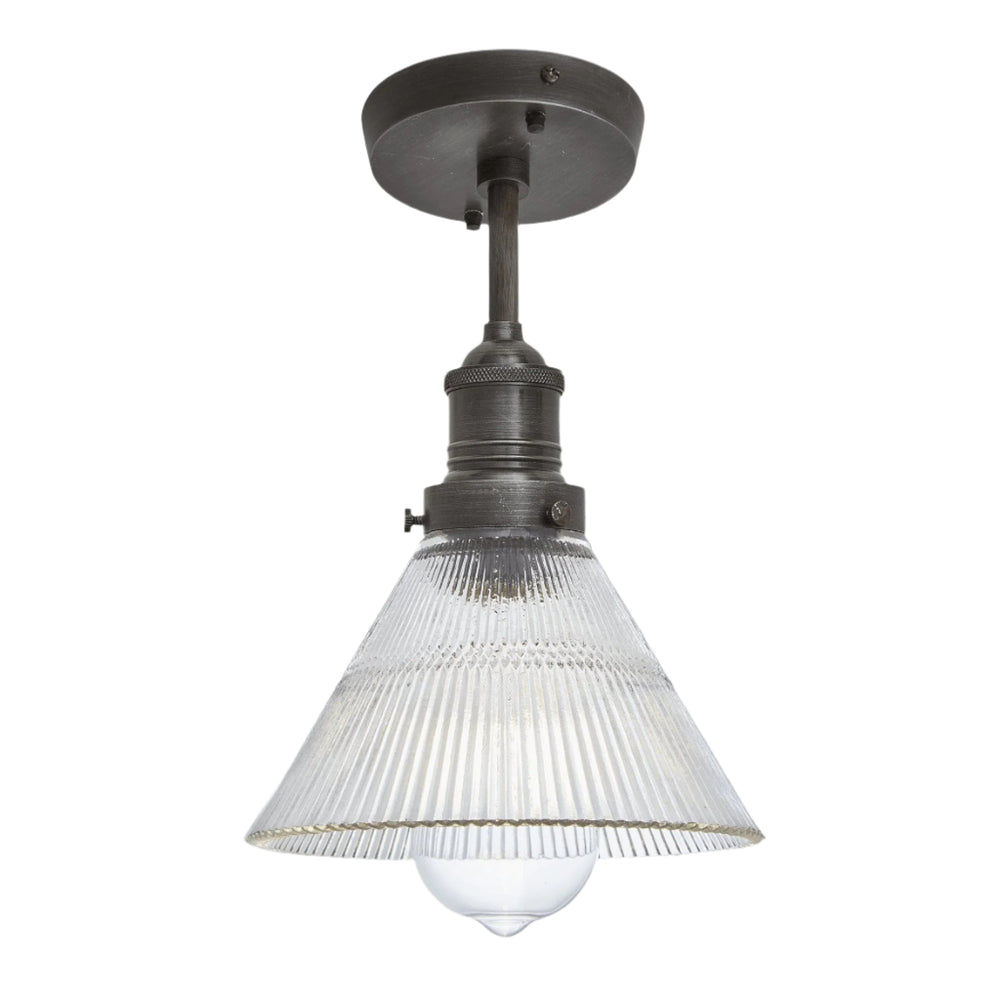 Brooklyn Glass Funnel Flush Mount in 7 Inch with Pewter Holder, Product Code BR-GLFFM7-PH