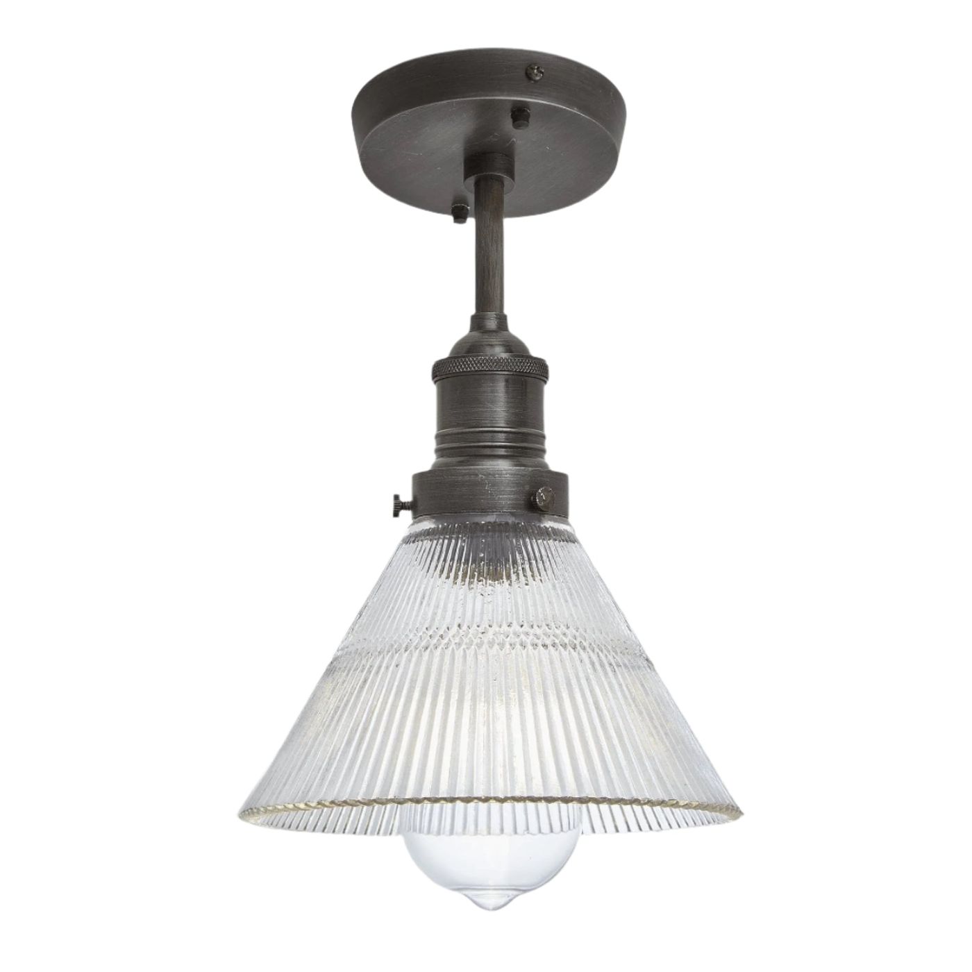 Brooklyn Glass Funnel Flush Mount in 7 Inch with Pewter Holder, Product Code BR-GLFFM7-PH