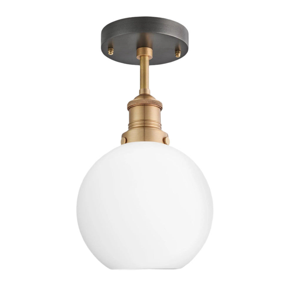 Brooklyn Opal Glass Globe Flush Mount Light - 7 Inch Industville BR-OGL-GLFM7-W-BH