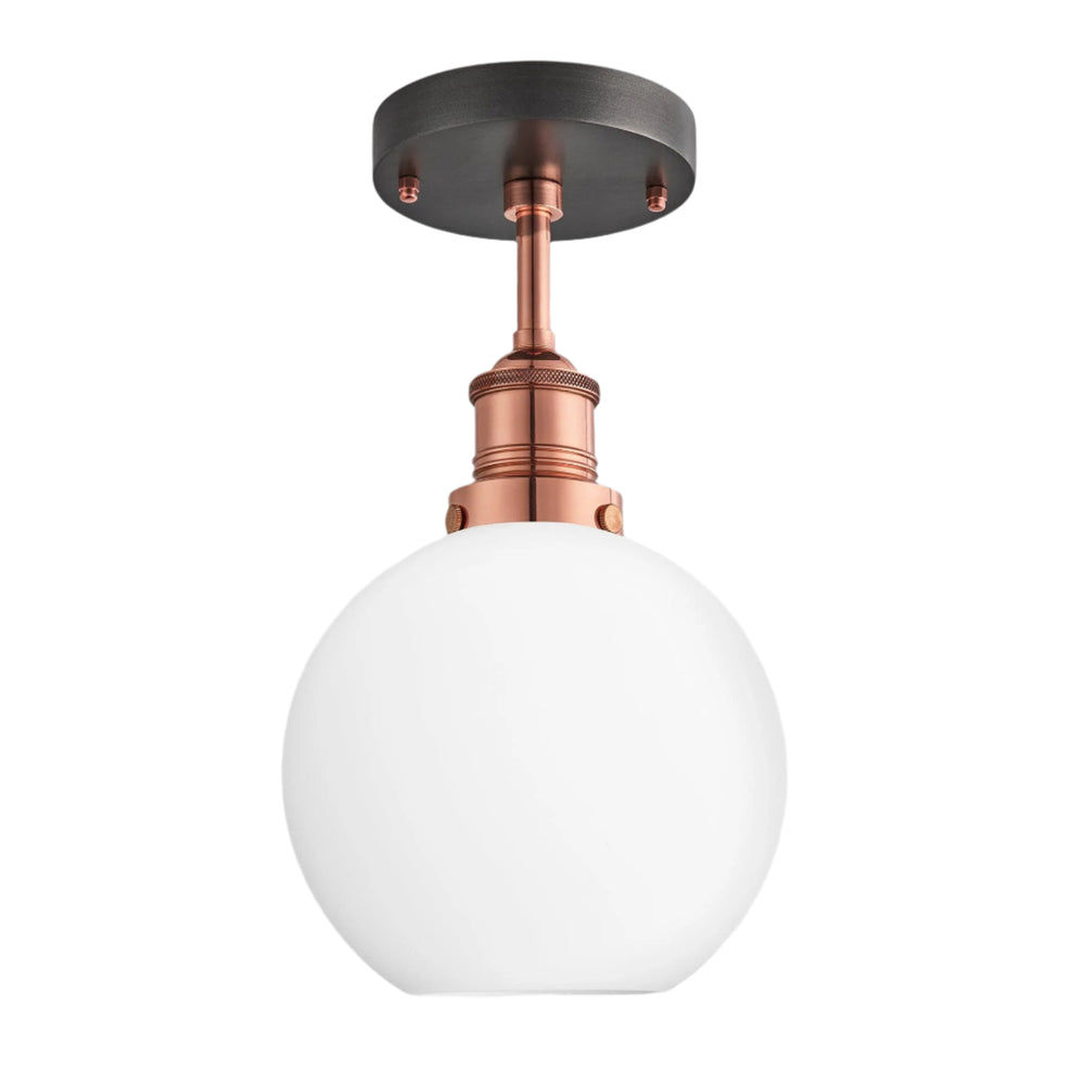 Brooklyn Opal Glass Globe Flush Mount Light - 7 Inch Industville BR-OGL-GLFM7-W-CH
