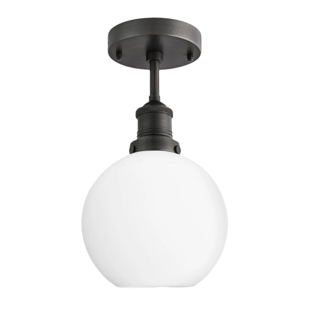 Brooklyn Opal Glass Globe Flush Mount Light - 7 Inch Industville BR-OGL-GLFM7-W-PH