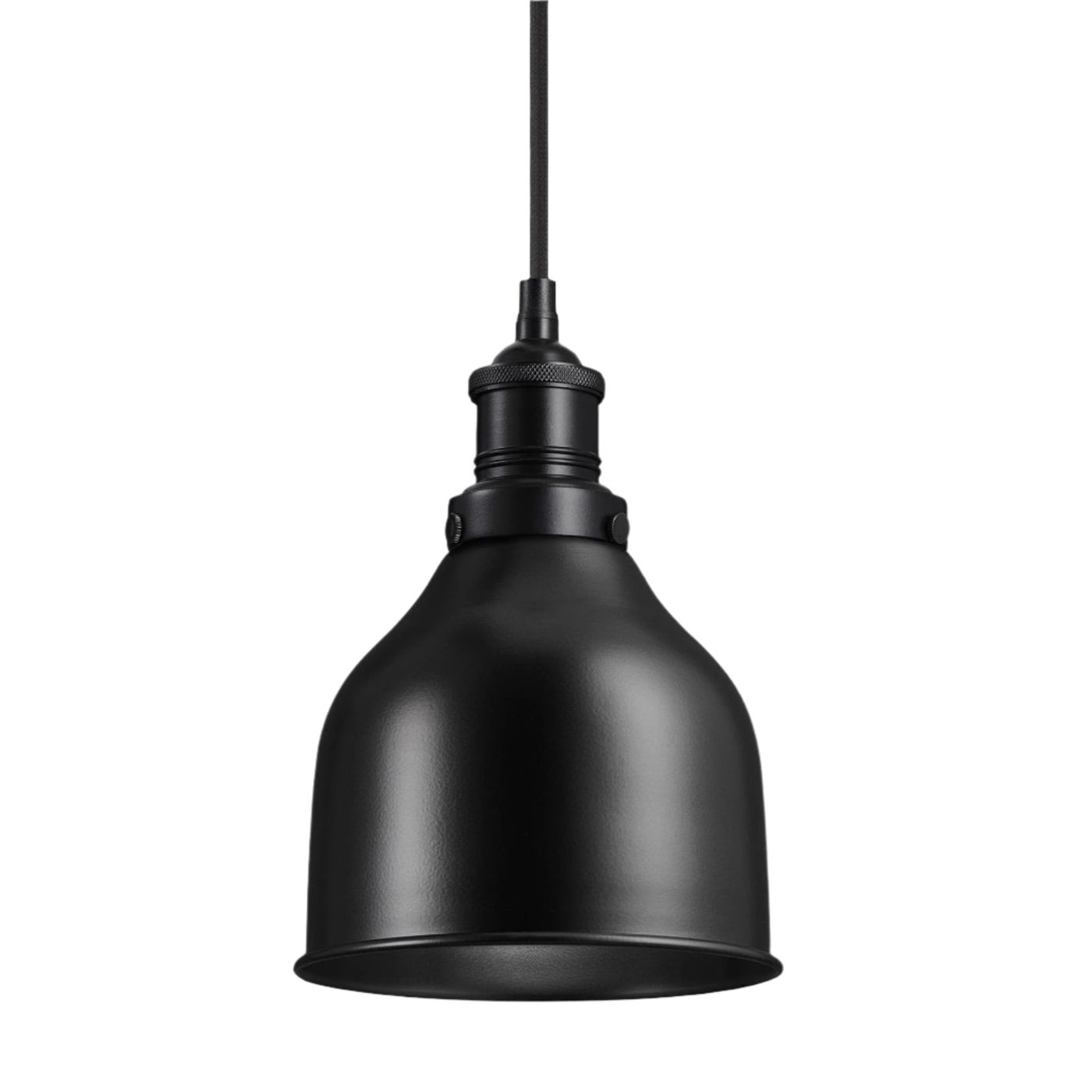 Black Brooklyn Cone Pendant in 7 Inch with Black Holder, Product Code is BR-CP7-BK-BKH