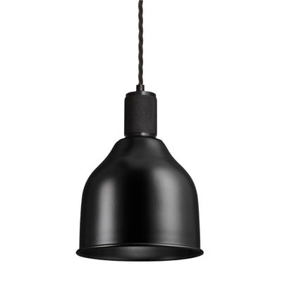 Black with Black Holder Knurled Cone Pendant Light - 7 Inch - Industville KN-CP7-BK-BKH