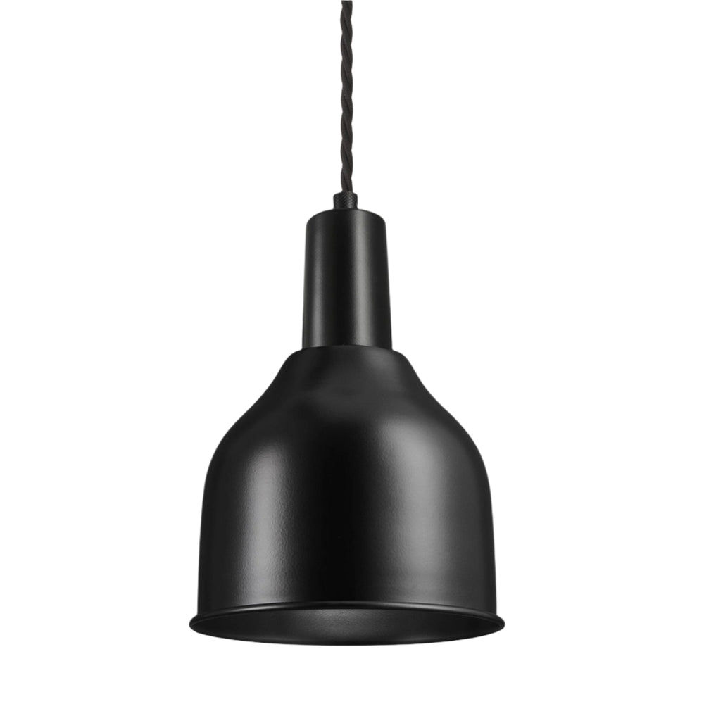Sleek 7 Inch Black Cone Pendant with Black Holder - Product Code SL-CP7-BK-BKH