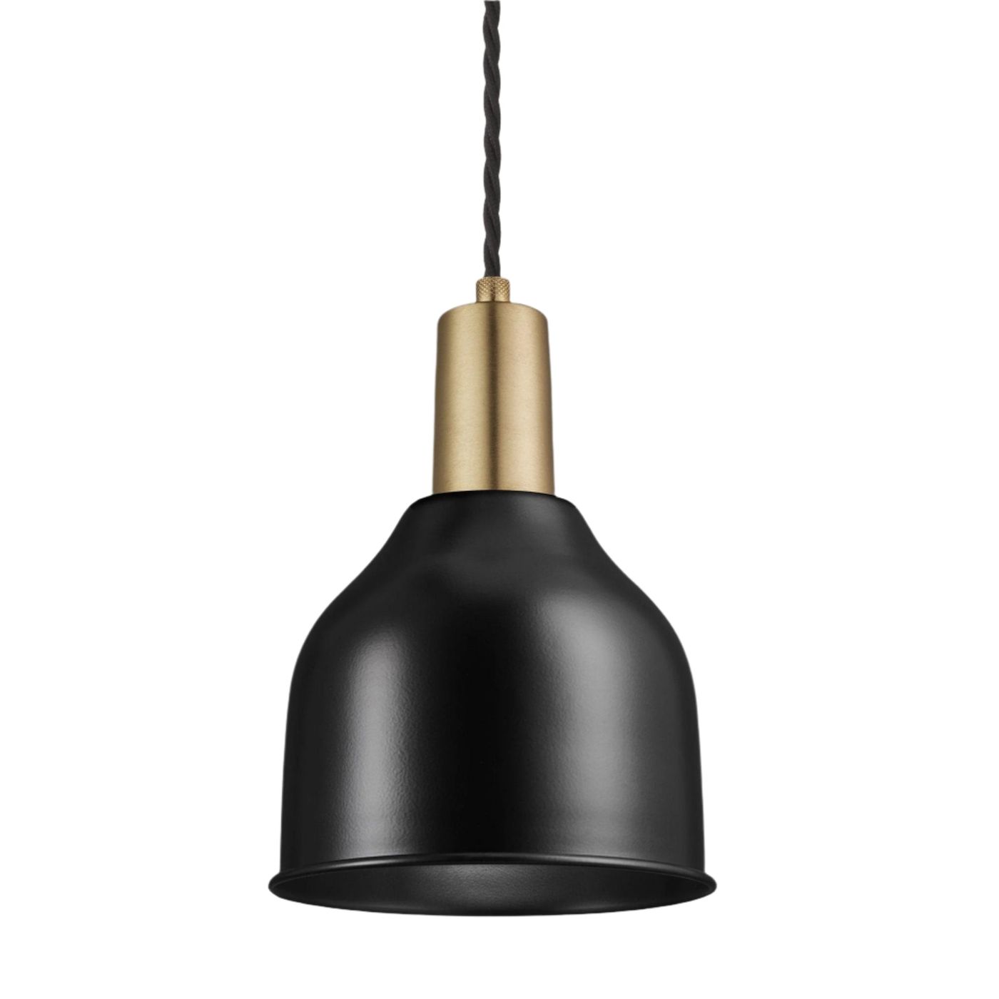 Sleek 7 Inch Black Cone Pendant with Brass Holder Product code SL-CP7-BK-BH