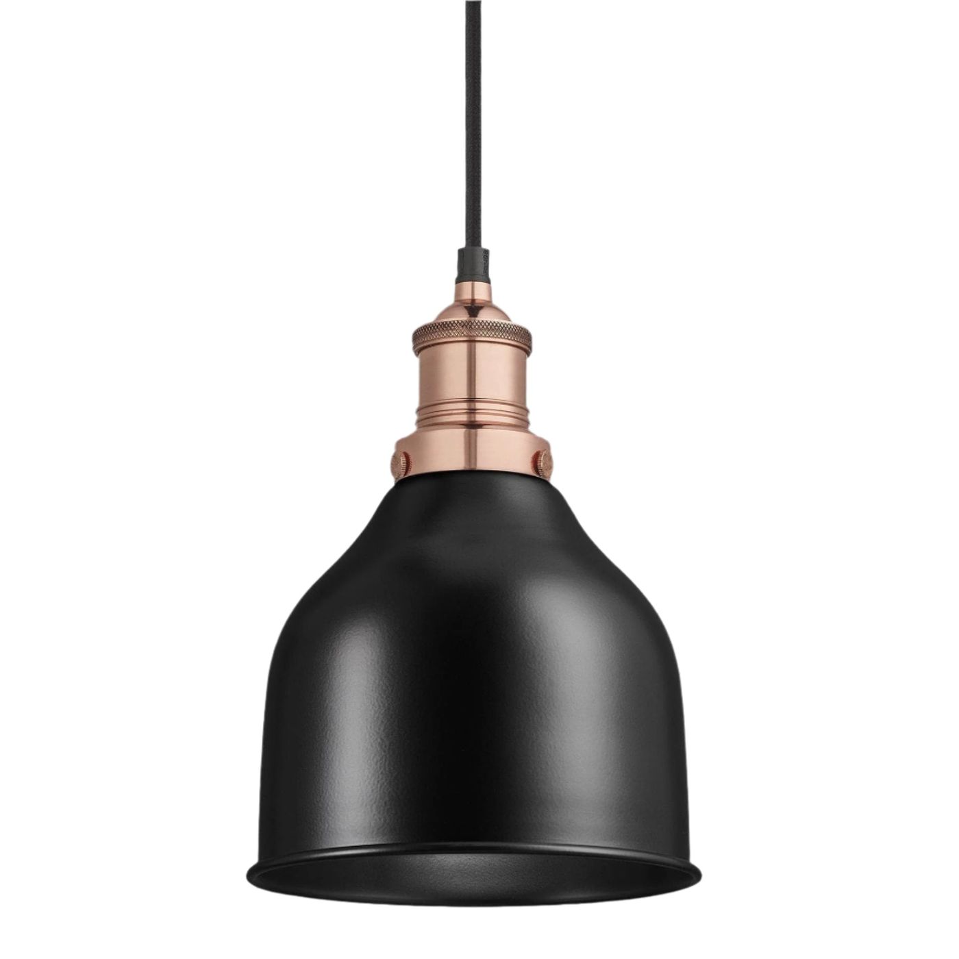 Black Brooklyn Cone Pendant in 7 Inch with Copper Holder, Product Code is BR-CP7-BK-CH