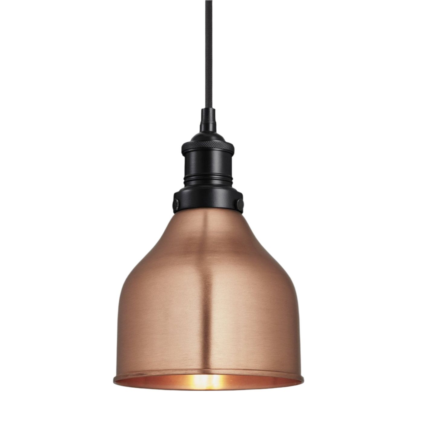 Copper Brooklyn Cone Pendant in 7 Inch with Black Holder, Product Code is BR-CP7-C-BKH