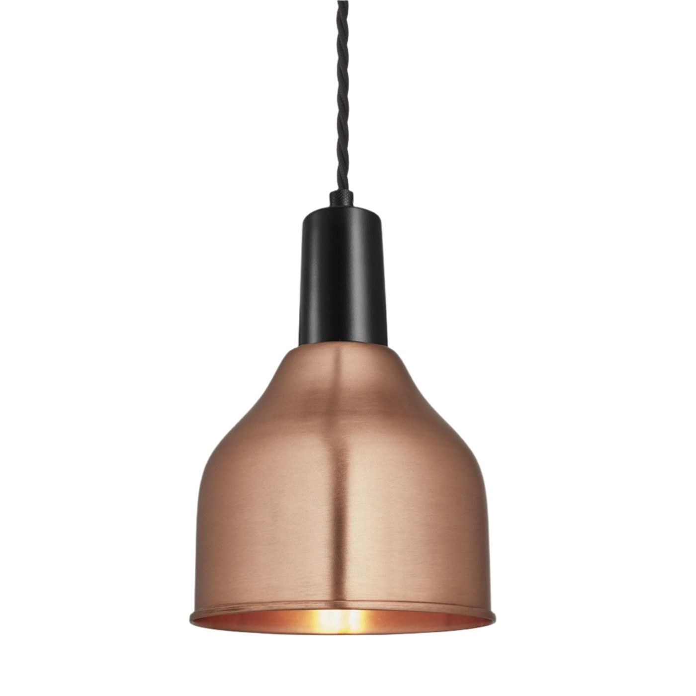 Sleek 7 Inch Copper Cone Pendant with Black Holder Product Code SL-CP7-C-BKH