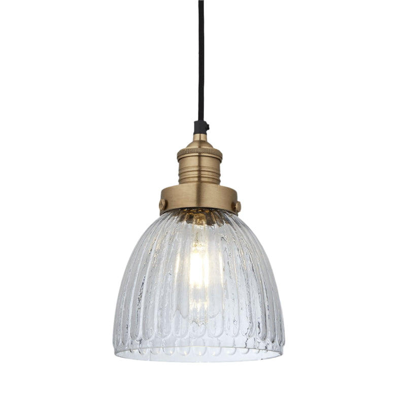 Brooklyn Glass Cone Pendant Light in 7 Inch with Brass Holder Industville BR-GLCP7-BH
