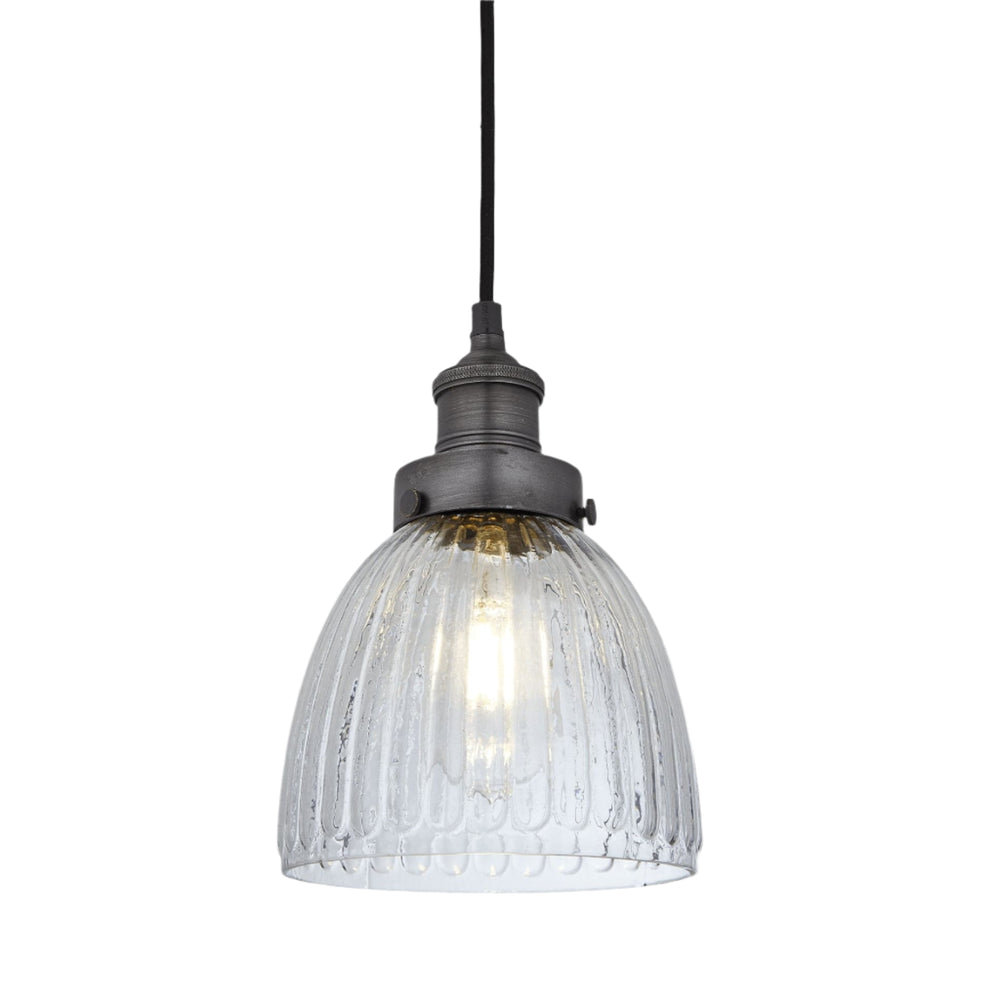 Brooklyn Glass Cone Pendant Light in 7 Inch with Pewter Holder, Industville BR-GLCP7-PH