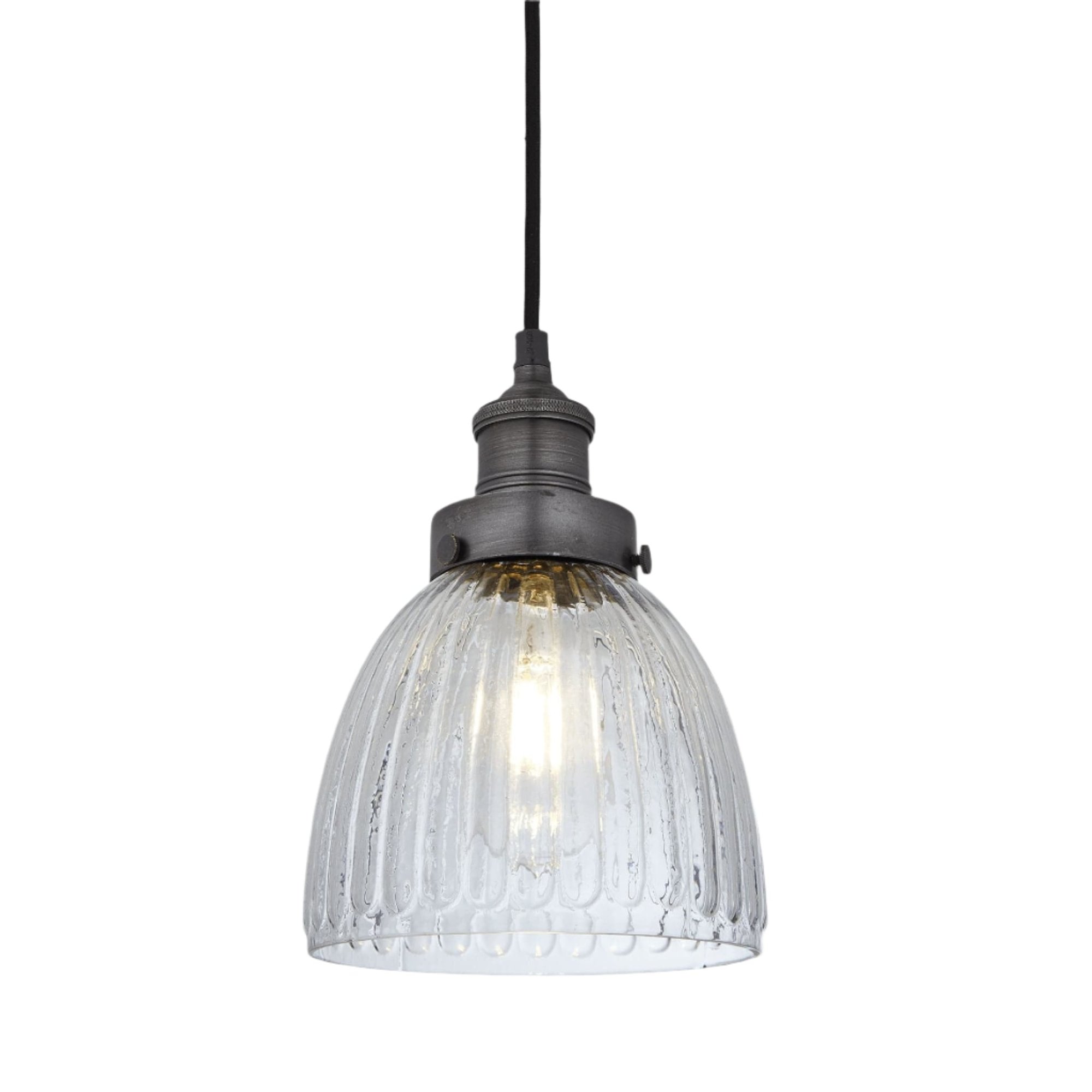 Brooklyn Glass Cone Pendant Light in 7 Inch with Pewter Holder, Industville BR-GLCP7-PH