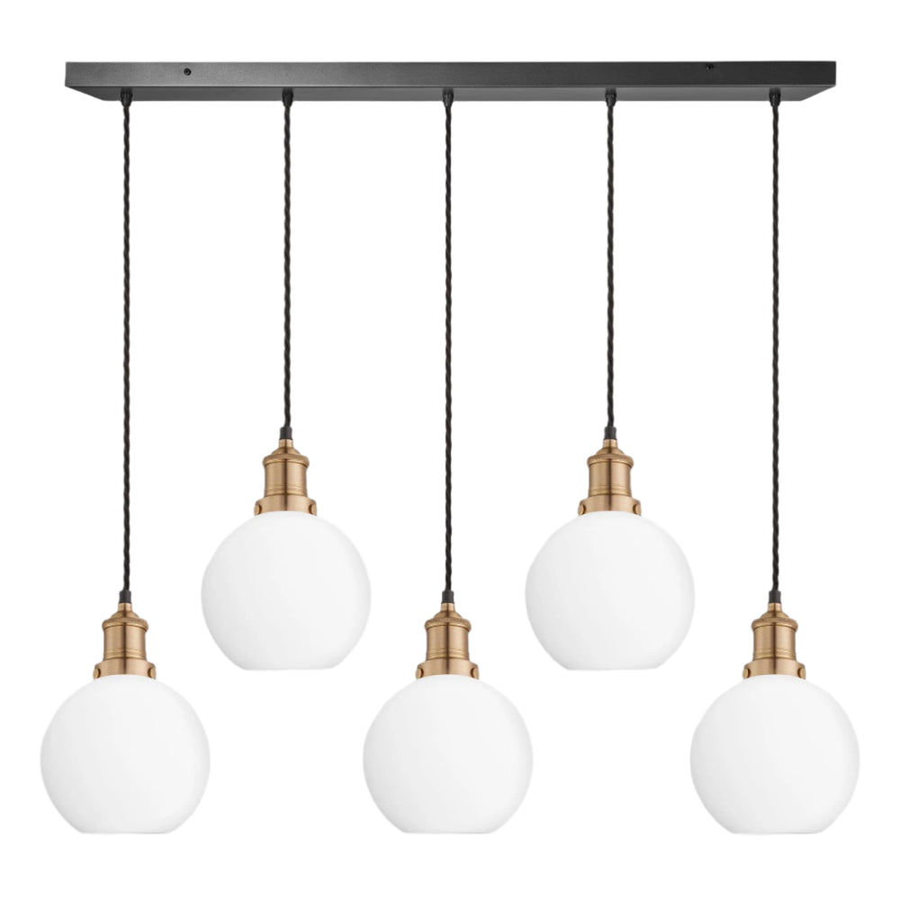 Brooklyn Opal Glass Globe 5 Wire Cluster Lights - 7 inch - White Industville BR-OGL-GL7-5WCL-W-BH