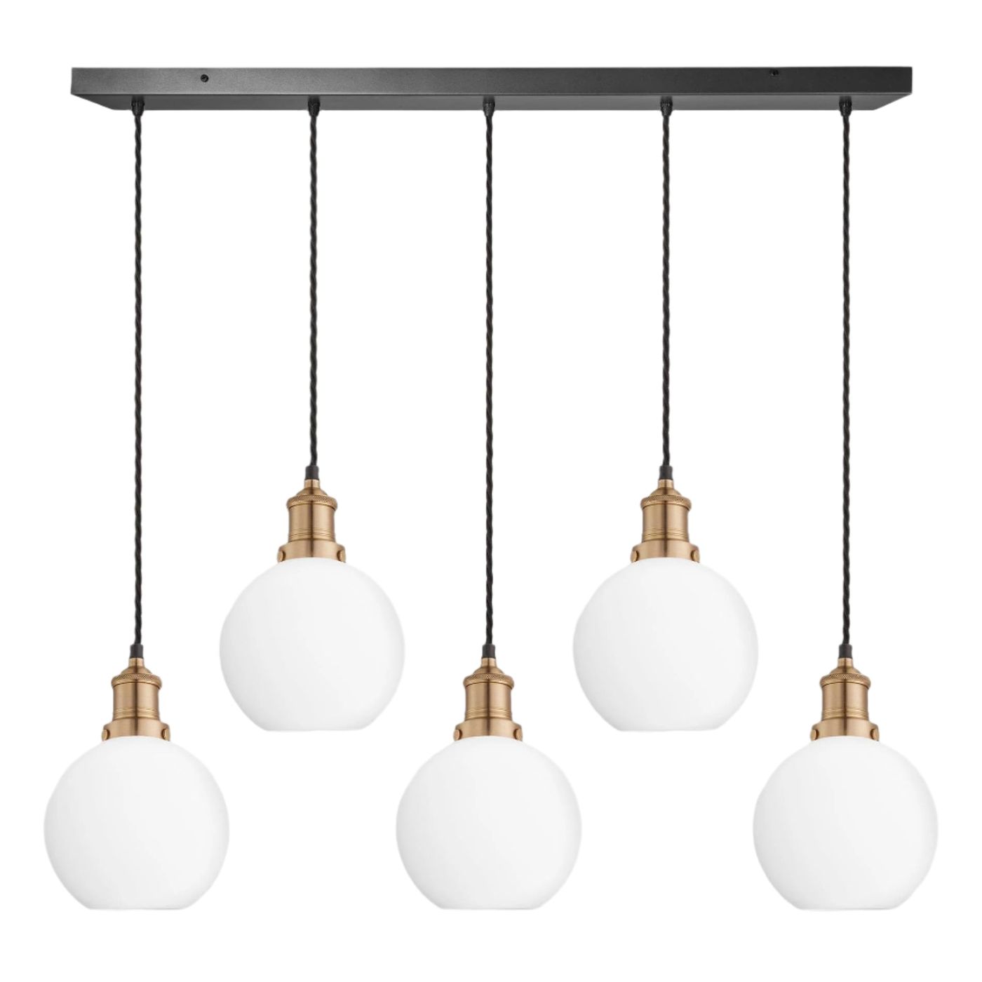 Brooklyn Opal Glass Globe 5 Wire Cluster Lights - 7 inch - White Industville BR-OGL-GL7-5WCL-W-BH