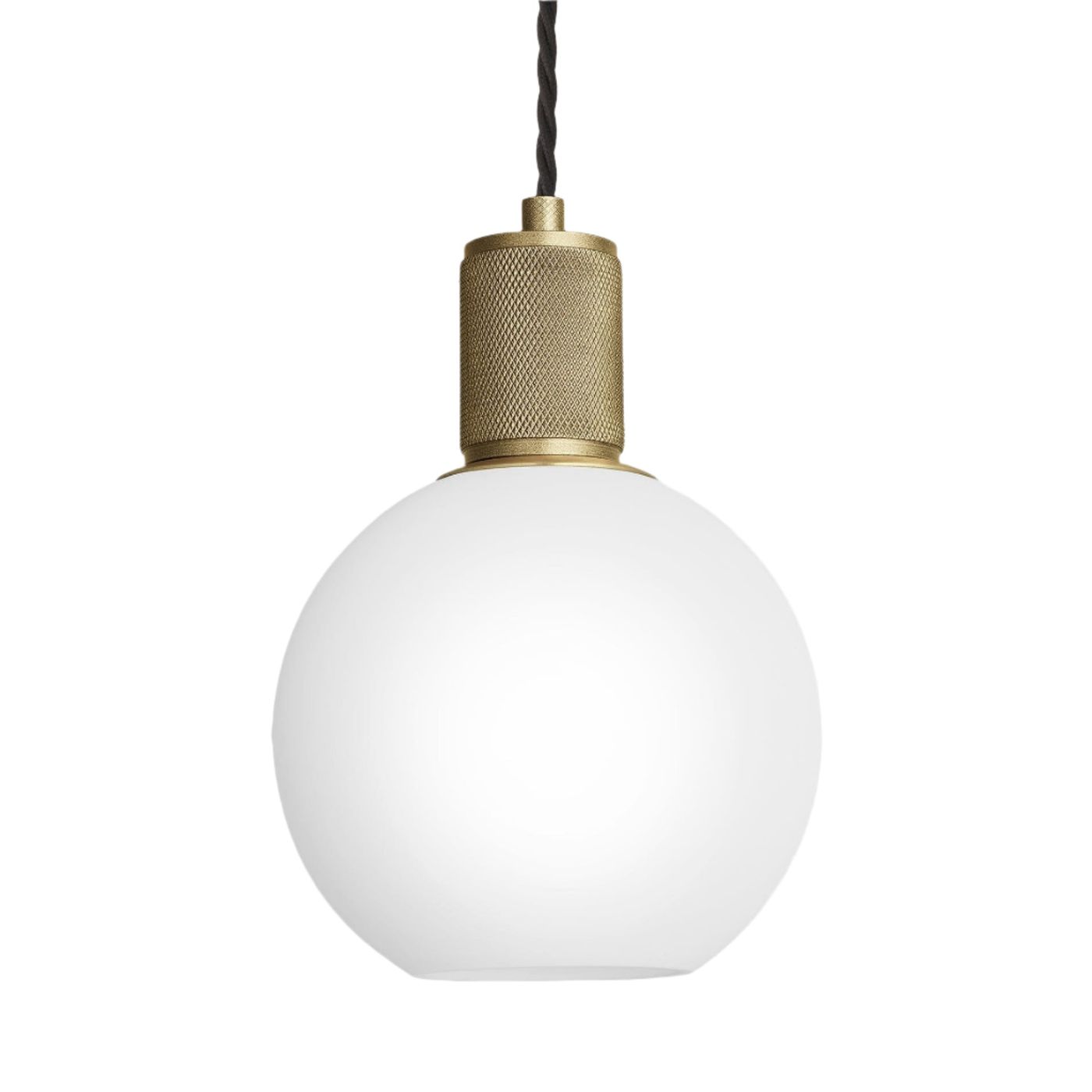 Knurled Opal Glass Globe Pendant Light - 7 Inch Industville KN-OGL-GLP7-W-BH