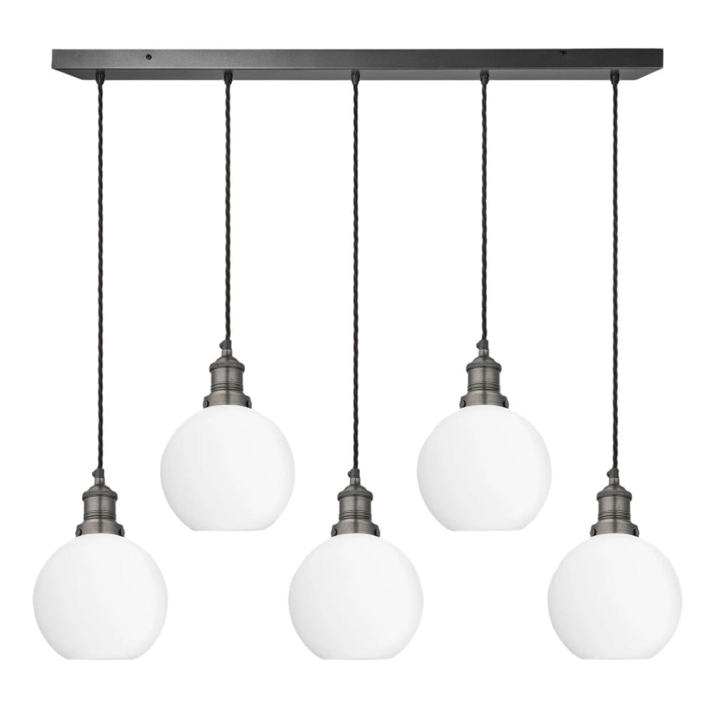 Brooklyn Opal Glass Globe 5 Wire Cluster Lights - 7 inch - White Industville BR-OGL-GL7-5WCL-W-PH