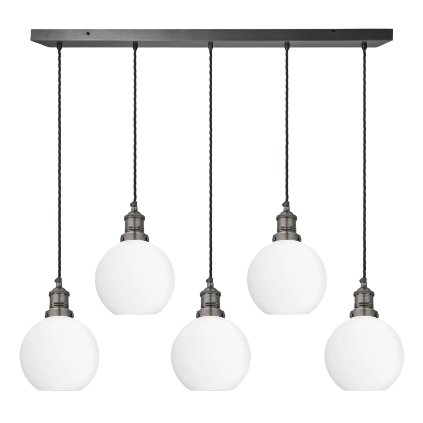 Brooklyn Opal Glass Globe 5 Wire Cluster Lights - 7 inch - White Industville BR-OGL-GL7-5WCL-W-PH
