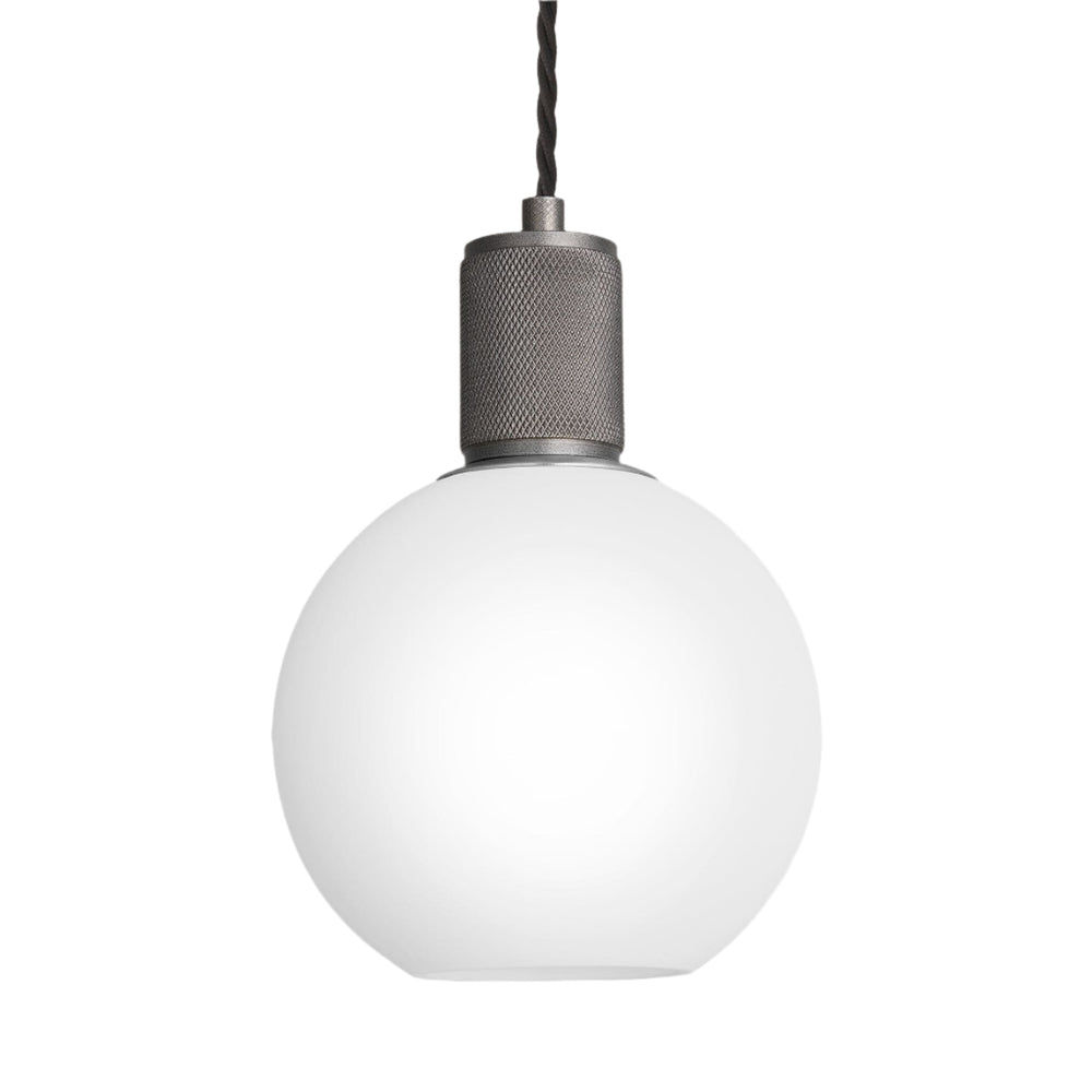 Knurled Opal Glass Globe Pendant Light - 7 Inch Industville KN-OGL-GLP7-W-PH