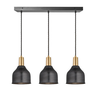 Sleek Cone 3 Wire Cluster Lights - 7 inch - Pewter - Kitchen Island Lighting - Industville Lighting UK