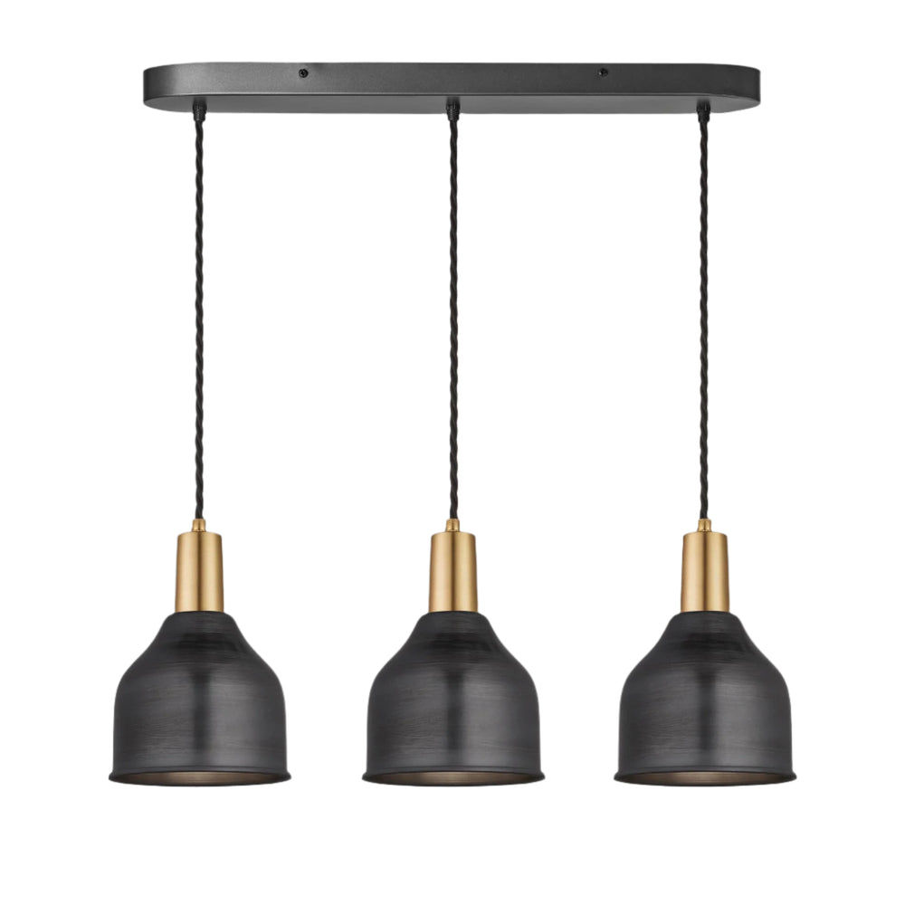 Sleek Cone 3 Wire Cluster Lights - 7 inch - Pewter Industville SL-C7-3WOCL-P-BH