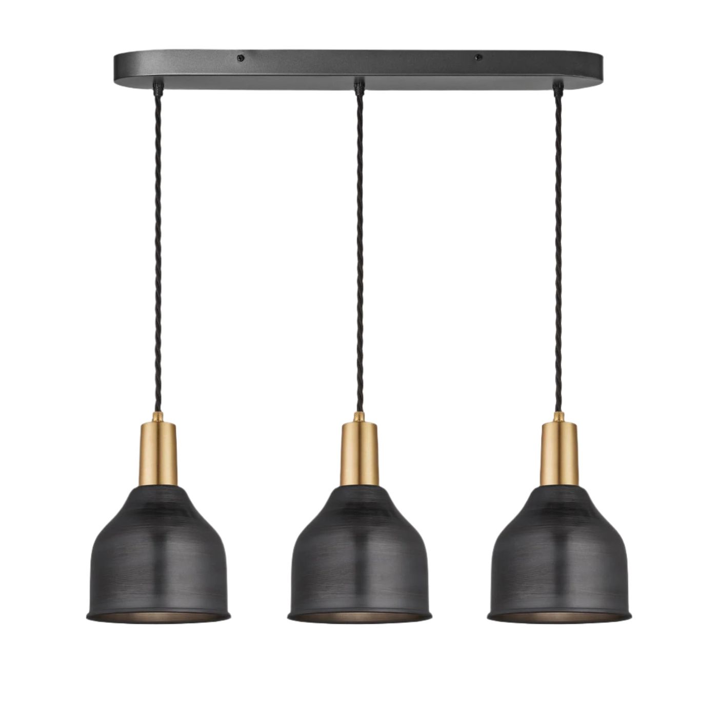 Sleek Cone 3 Wire Cluster Lights - 7 inch - Pewter Industville SL-C7-3WOCL-P-BH