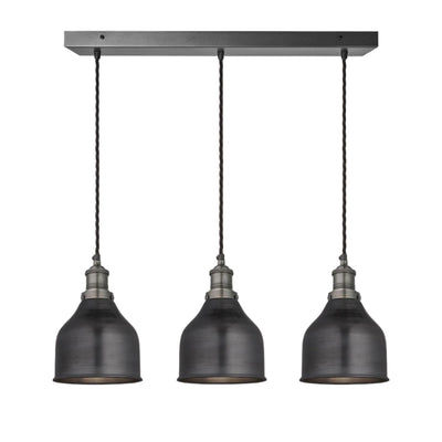 Brooklyn Cone 3 Wire Cluster Lights - 7 inch - Pewter Industville BR-C7-3WCL-P-PH