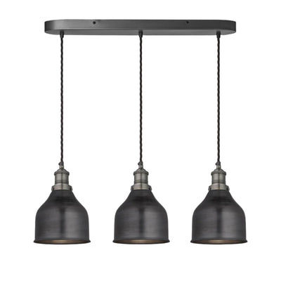 Brooklyn Cone 3 Wire Cluster Lights - 7 inch - Pewter Industville BR-C7-3WOCL-P-PH