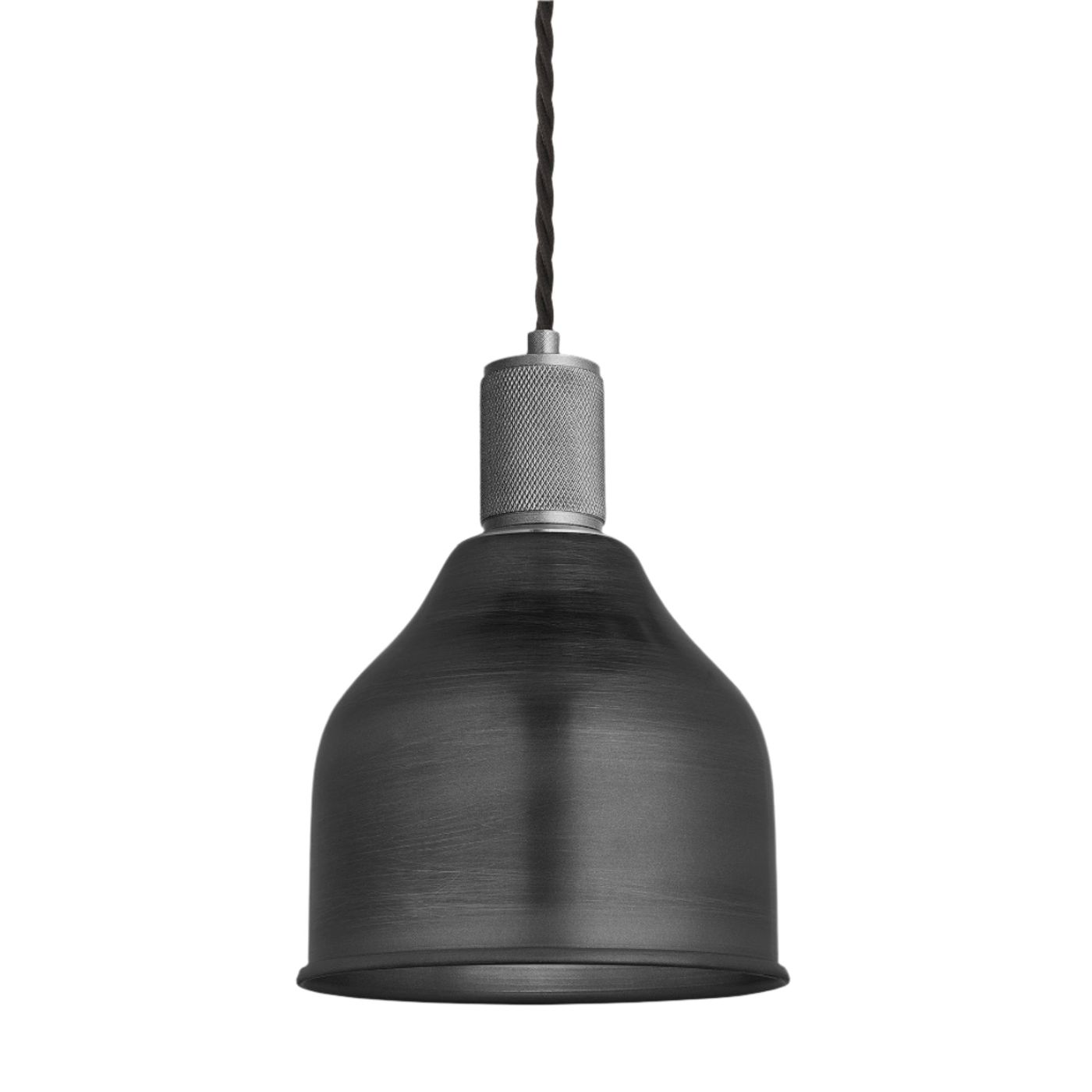 Pewter with Pewter Holder Knurled Cone Pendant Light - 7 Inch - Industville KN-CP7-P-PH