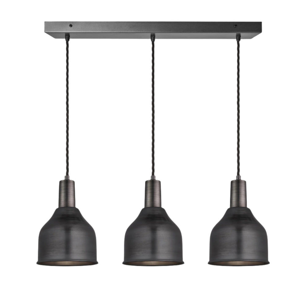 Sleek Cone 3 Wire Cluster Lights - 7 inch - Pewter Industville SL-C7-3WCL-P-PH