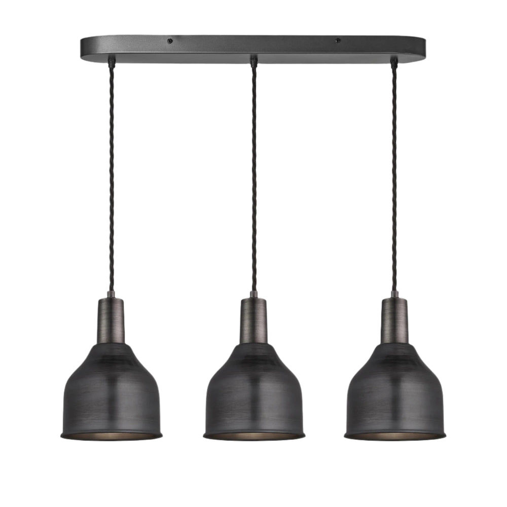 Sleek Cone 3 Wire Cluster Lights - 7 inch - Pewter Industville SL-C7-3WOCL-P-PH