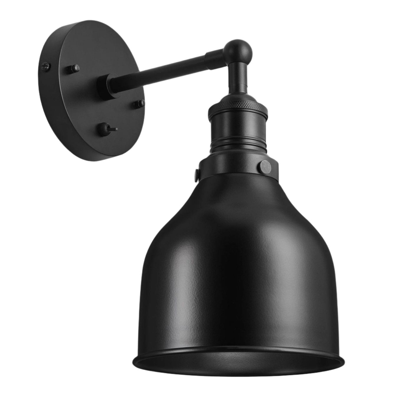 Black Brooklyn Cone Wall Light in 7 Inch with Black Holder, Product code is BR-CWL7-BK-BKH