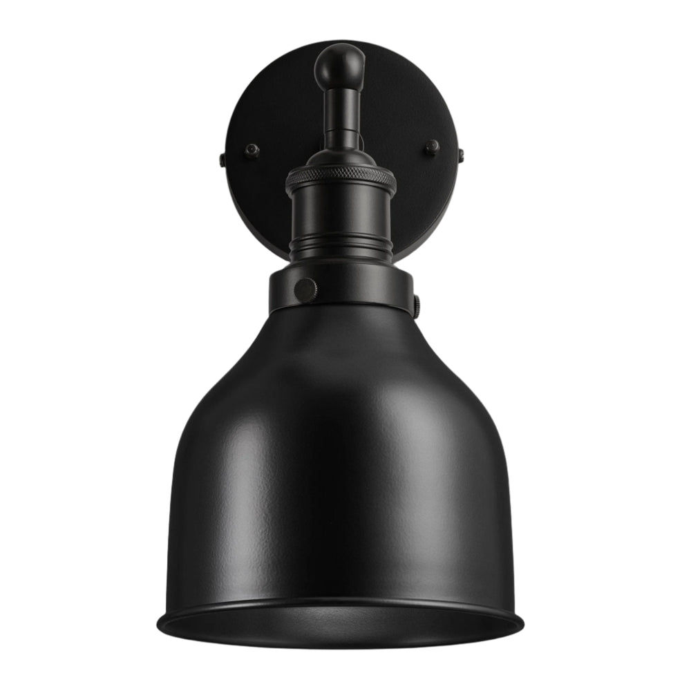 Black Brooklyn Cone Wall Light in 7 Inch with Black Holder, Product code is BR-CWL7-BK-BKH