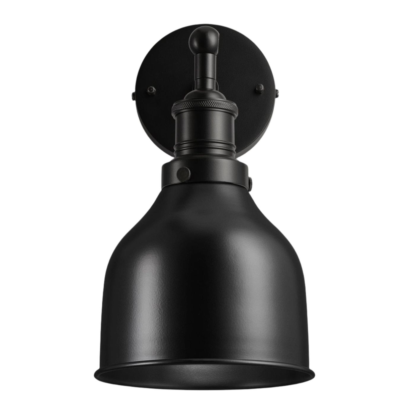 Black Brooklyn Cone Wall Light in 7 Inch with Black Holder, Product code is BR-CWL7-BK-BKH